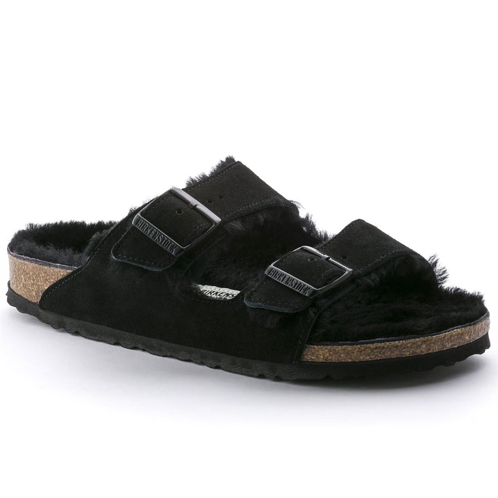 Birkenstock Arizona Suede Shearling Sandals Size 40